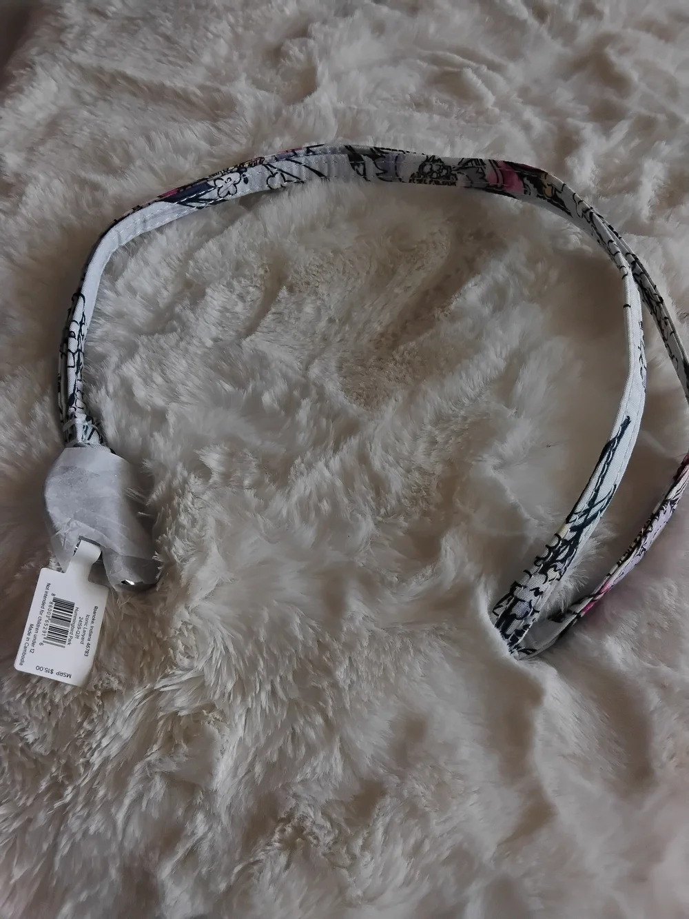 Vera Bradley Teal and Light Pink Leaf Pattern Langyard Strap